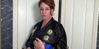 Chubby mature woman is having a shower in front of the camera, just for fun